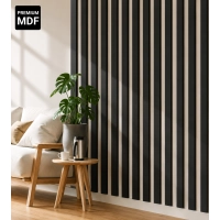3D Lamellenwand, Holzlamellen für Wand oder Decke (16x30 mm) (schwarz)