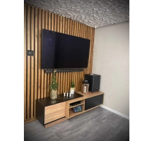 3D Lamellenwand, Holzlamellen für Wand oder Decke (30x40 mm) (Eiche Wotan)