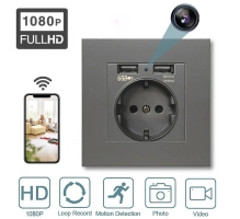 Wandsteckdose Spionen kamera, CMOS, Wi-Fi, 1080p (Full-HD), kamera für spion, grau