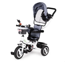 Otroški tricikel EcoToys, 3v1, siv