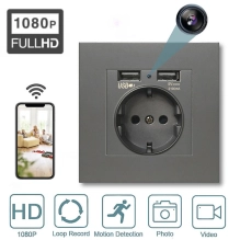 Wandsteckdose Spionen kamera, CMOS, Wi-Fi, 1080p (Full-HD), kamera für spion, grau
