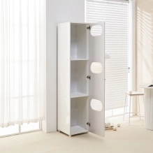 Schrank für Schmutzwäsche, weiß, 3 runde Löcher