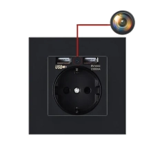 Wandsteckdose Spionen kamera, CMOS, Wi-Fi, 1080p (Full-HD), kamera für spion, Schwarz