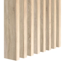 Decorative 3D wall wood slat, MDF, for wall or partition walls (28x60mm) (oak sonoma)