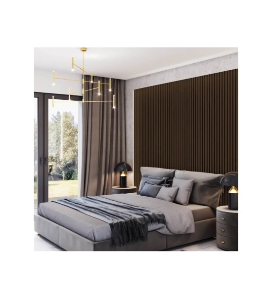 3D dekorative Lamellen, Holzleisten für Wände, Decke oder Trennwand (28x37 mm) (heller Nussbaum)