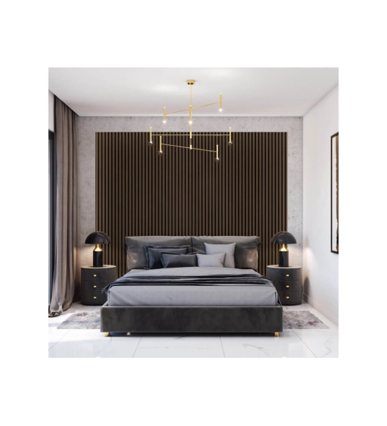 3D dekorative Lamellen, Holzleisten für Wände, Decke oder Trennwand (28x37 mm) (heller Nussbaum)