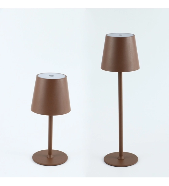 Tischlampe für Restaurants, BRAUN, mit Akku, wiederaufladbar, 3600 mAh