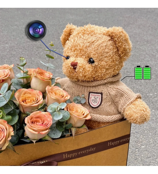 Versteckte Wi-Fi-Kamera, versteckt im Teddybär-Spielzeug, 128 GB SD
