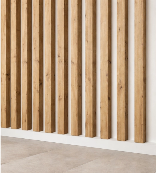 3D Lamellenwand, Holzlamellen für Wand oder Decke (30x40 mm) (rustikale Eiche)