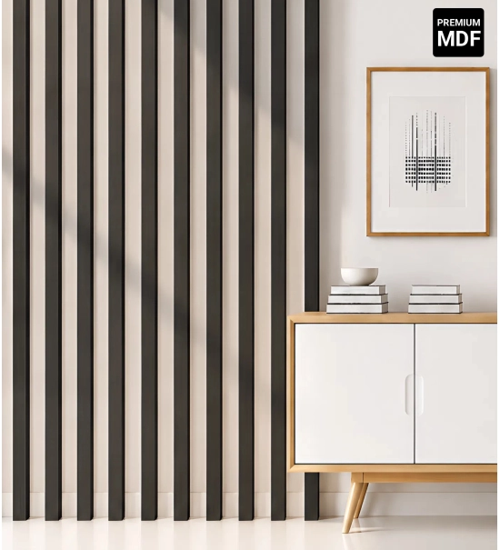 3D dekorative Lamellen, Holzleisten für Wände, Decke oder Trennwand (28x37 mm) (schwarz)