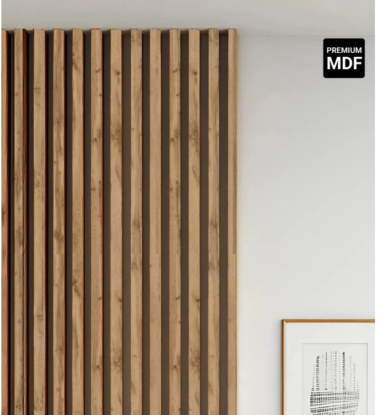 3D Lamellenwand, Holzlamellen für Wand oder Decke (30x40 mm) (Eiche Wotan)