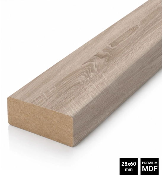 Decorative 3D wall wood slat, MDF, for wall or partition walls (28x60mm) (oak sonoma)